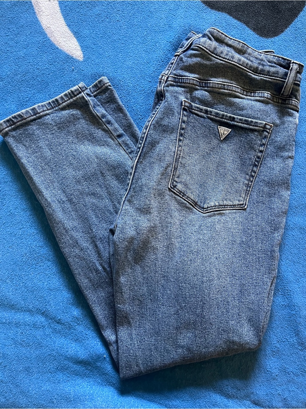 Guess Women's Light Blue Skinny Jeans with Logo Pocket